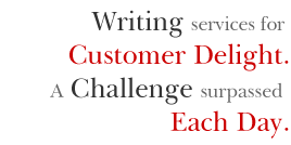 Writing services for Customer Delight. A Challenge surpassed Each Day.